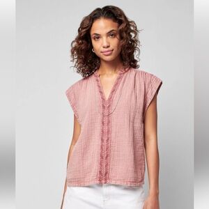 Dream Cotton Gauze Lucia Top in Sunwashed Dusty Rose, Faherty, L
